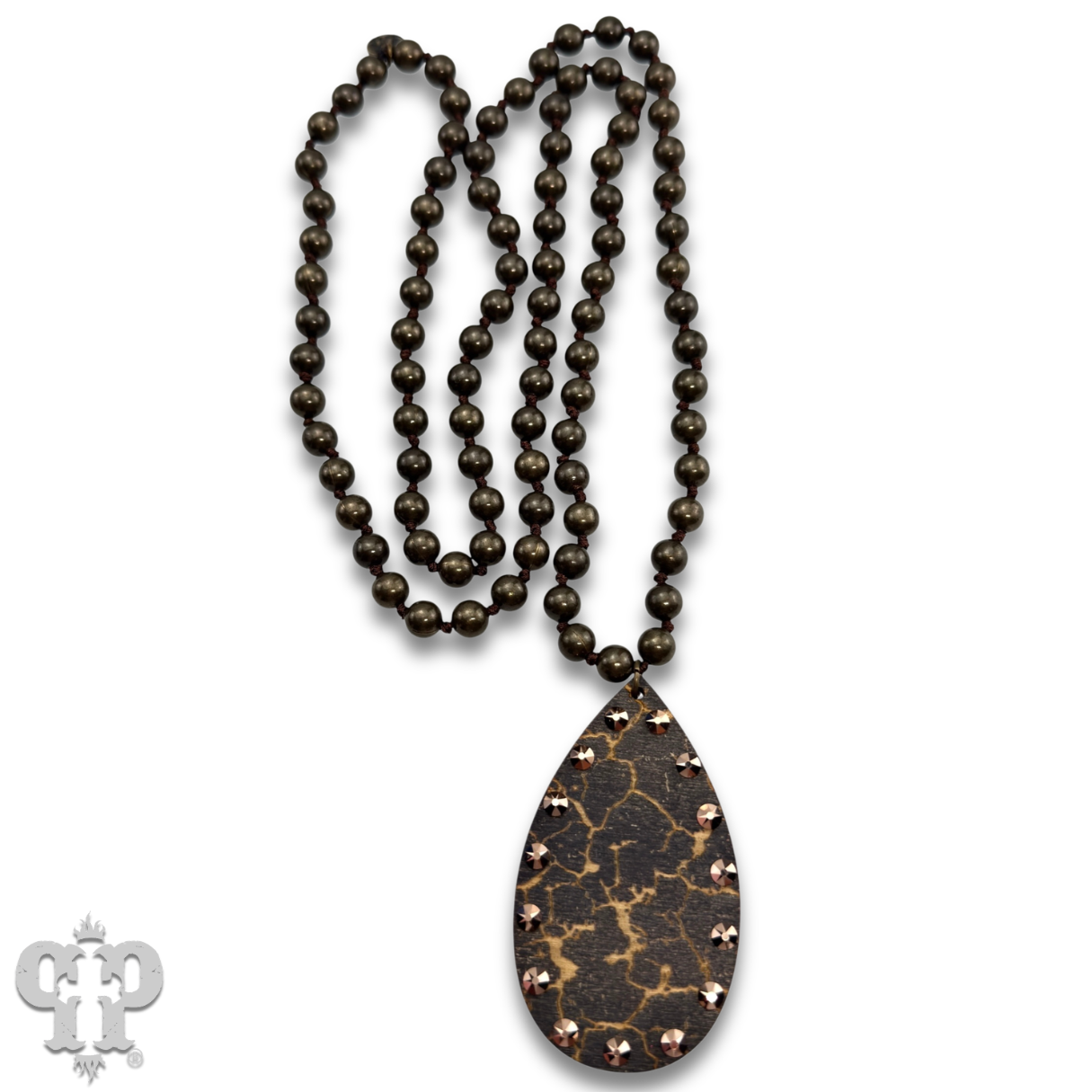 Crackle finish teardrop pendant necklace: White