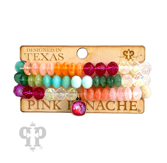 Multi-color chunky bead bracelet set, Austrian crystal - LC: Multi-Color
