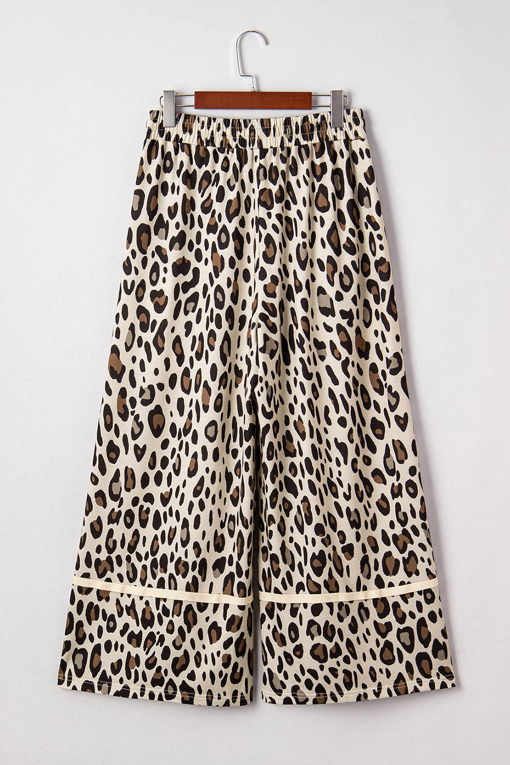 Khaki Leopard Wide Leg Cropped Pants 66