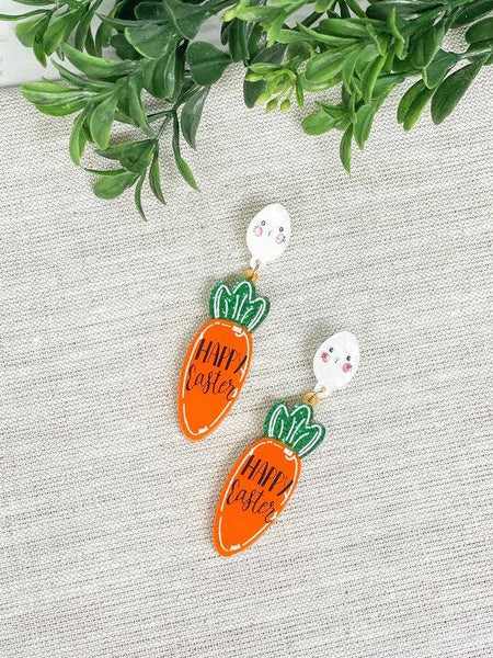 'Happy Easter' Carrot Dangle Earrings Prep Obsessed