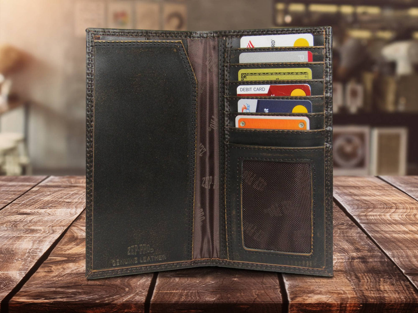 Shotshell Burnished Leather Zep Secretary Wallet