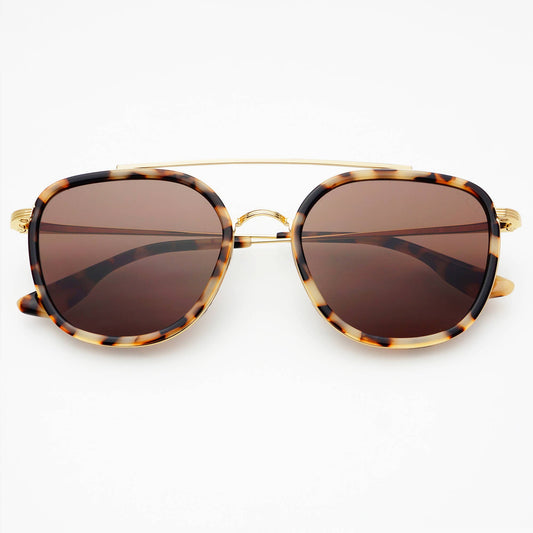 Weston Acetate Round Unisex Sunglasses: Milky Tortoise / Brown Freyrs