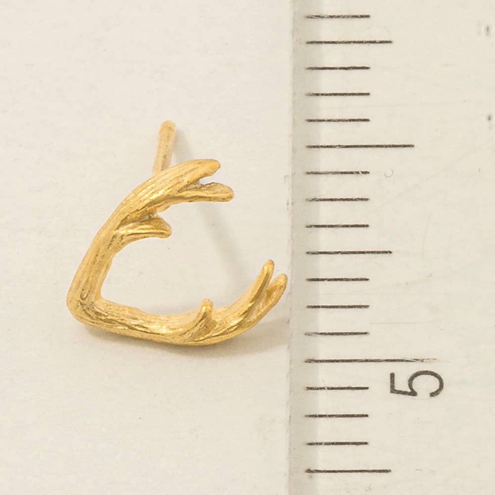 Dipped Mini Antler Stud Earrings: Gold or Silver Tone Fame