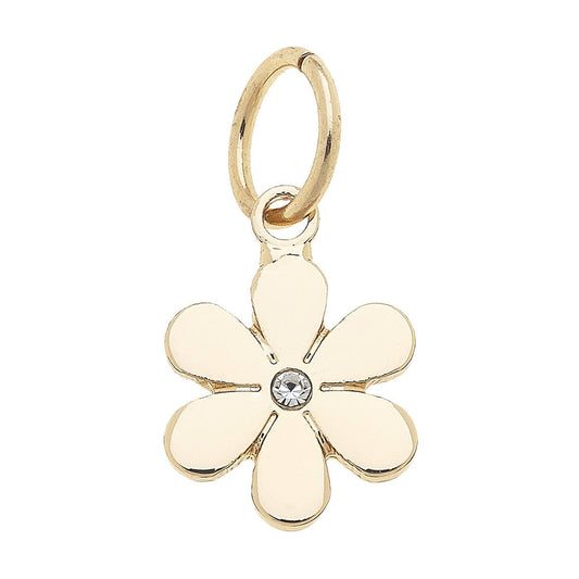 Tiny Flower Charm in Shiny Gold Canvas