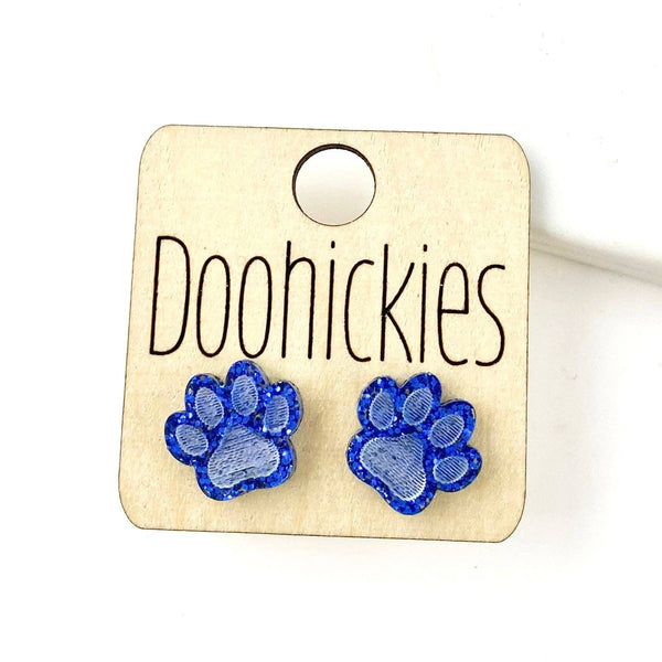 Paw Stud Earrings: Maroon Glitter Doohickie