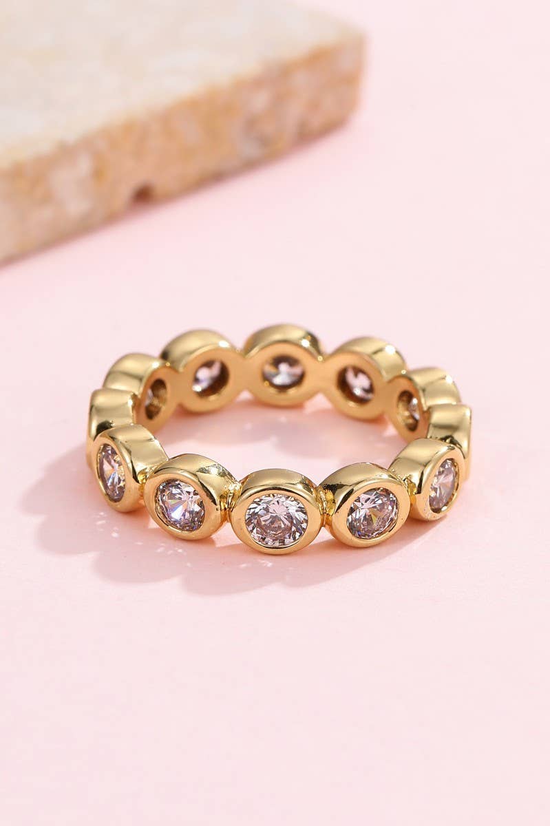 Gold Rhinestone Multi-Shape Eternity Stack Rings | 40R142: ROUND