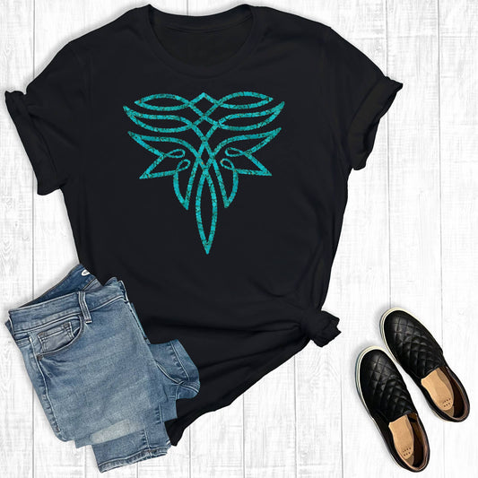 Western Turquoise Boot Stitch Graphic Tee: Black Short Sleeve
