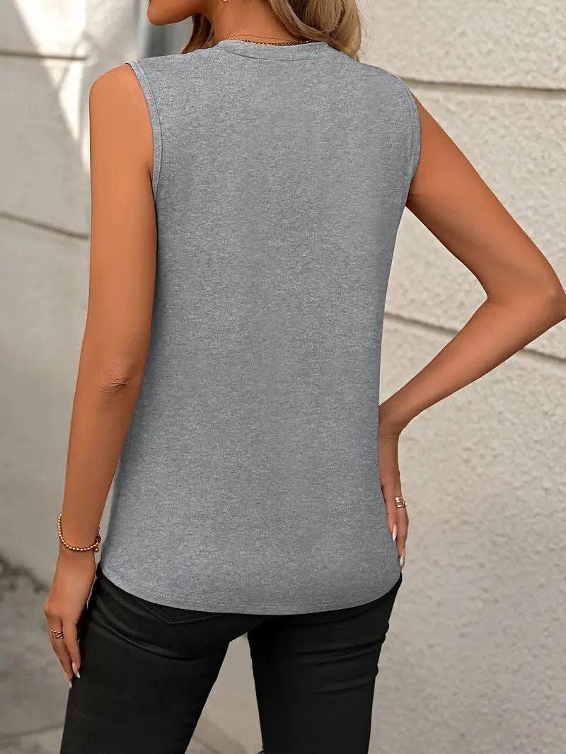 Burgundy Sleeveless Top Crew Neck Minimal Chic Tank: Burgundy / 65%Rayon + 35%Polyester / M