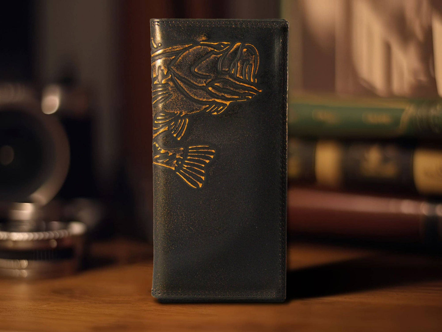 Bass Burnished Leather Zep Secretary Wallet