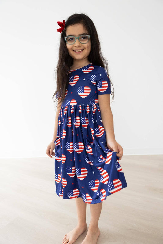 I Heart the USA S/S Pocket Twirl Dress: Mila