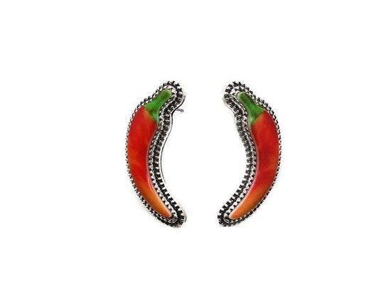 Red Chili Pepper Stud Earrings Snowing
