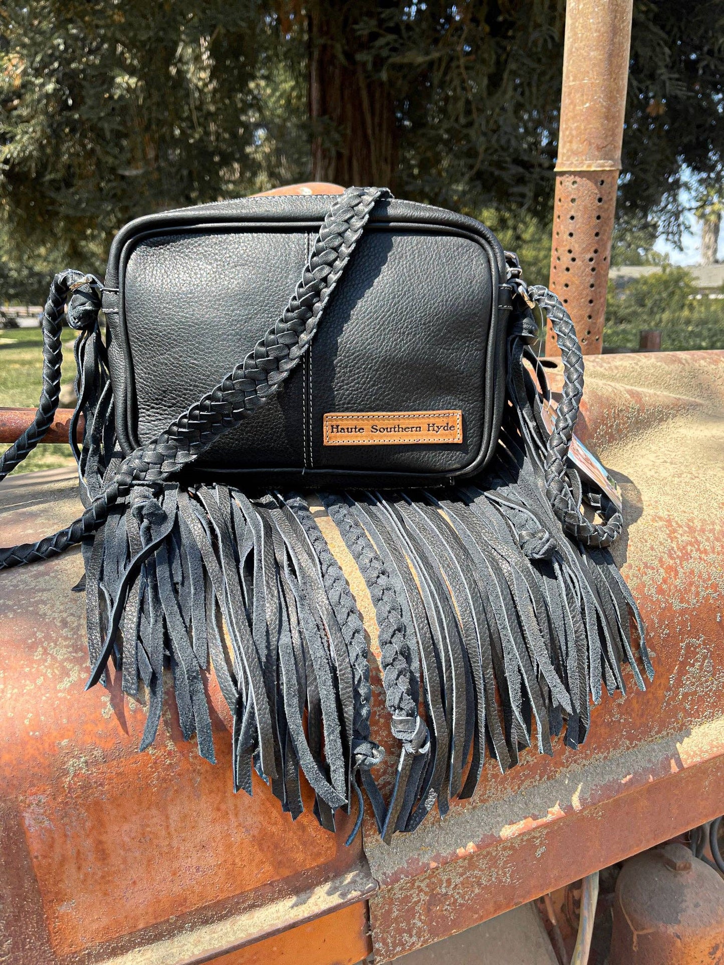 The Jolene Cowhide Purse in Black Haught