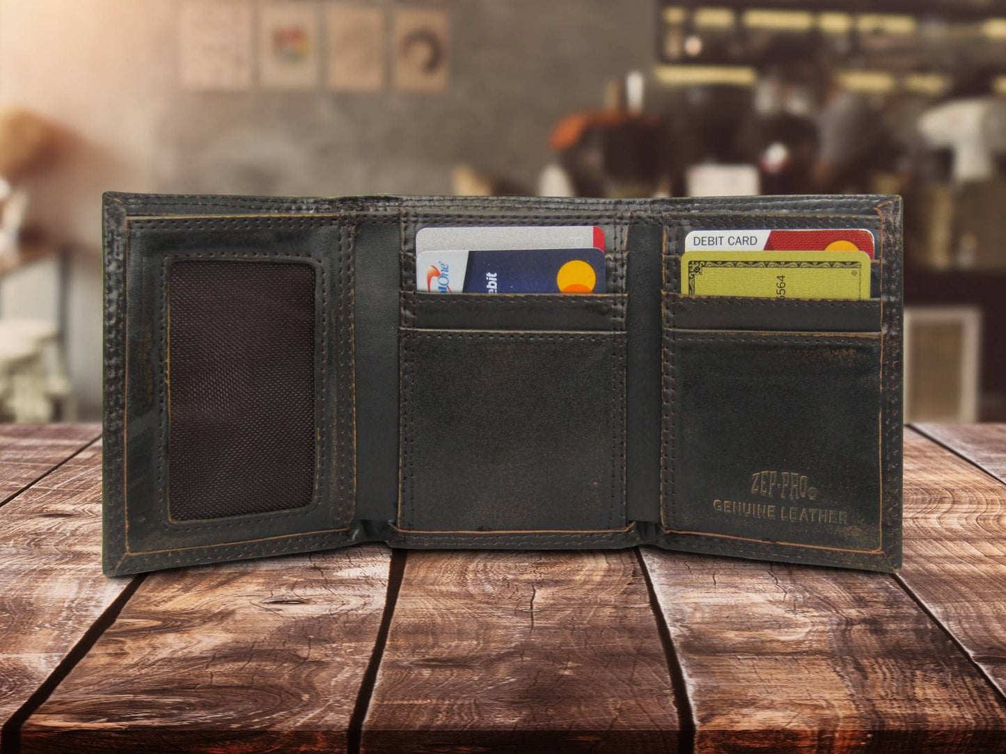 Shotshell Burnished Leather Zep Trifold Wallet