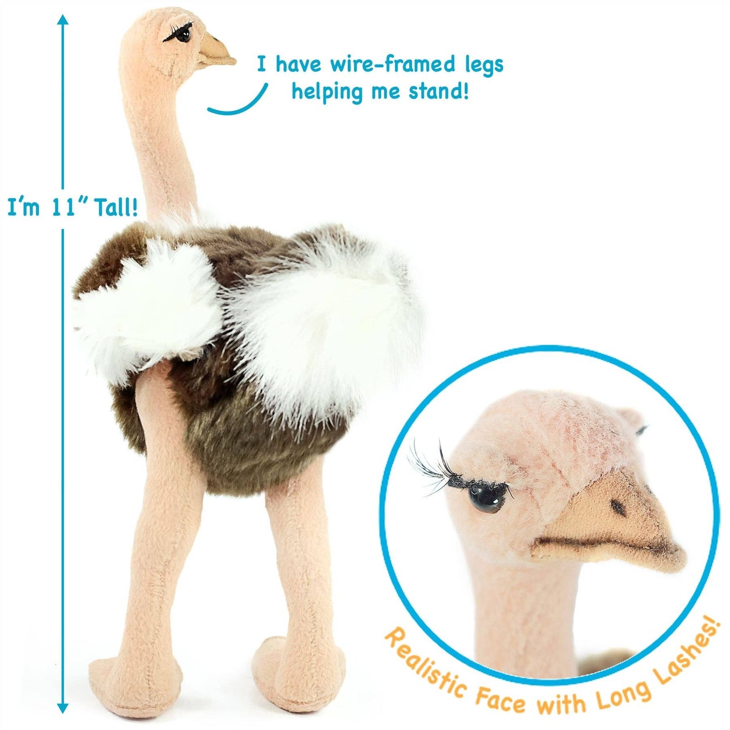 Ola The Ostrich | 12 Inch Stuffed Animal Plush | Viahart