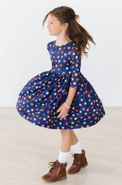 Halloween Stars 3/4 Sleeve Pocket Twirl Dress: Mila and Rose