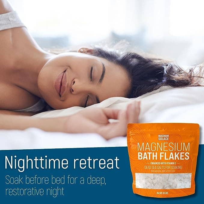 Magnesium Bath Flakes, Bath Soak With Vitamin C: 3LB Magnum