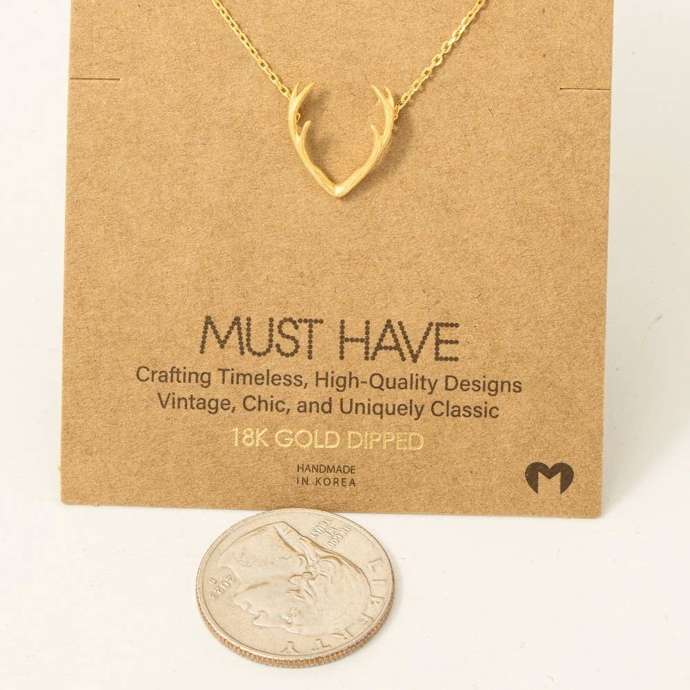 Gold Dipped Antler Pendant Necklace: Gold or Silver Fame