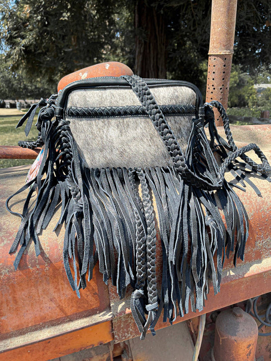 The Jolene Cowhide Purse in Black Haught