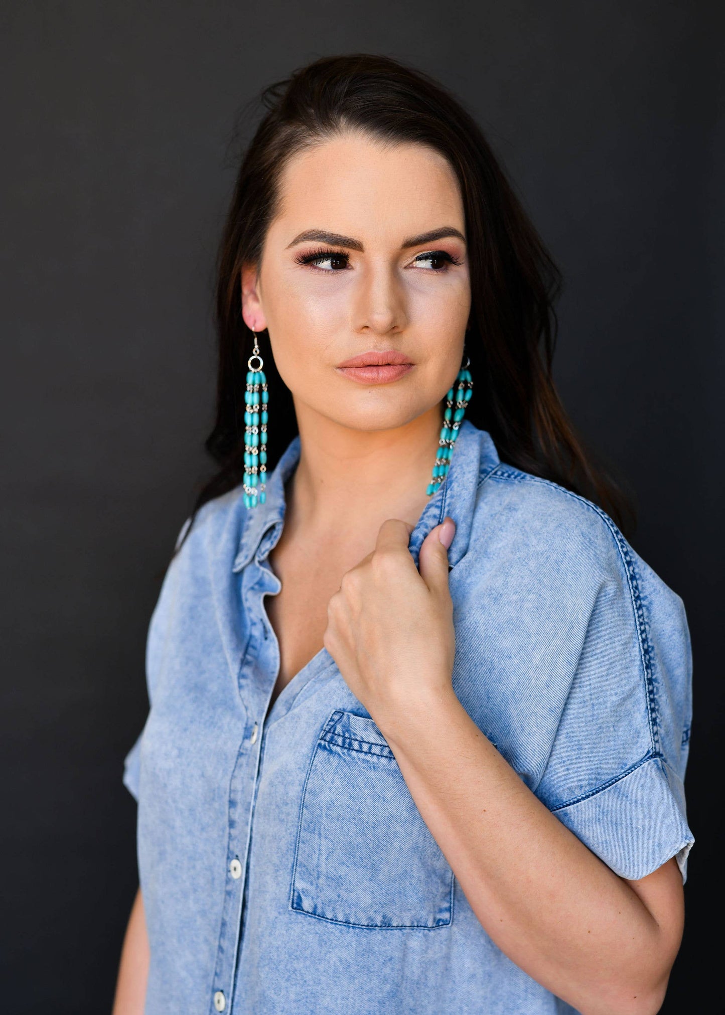 Green Beaded 5” Tassel Earring Westco