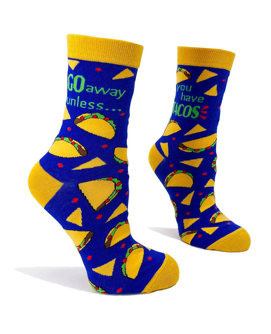 Go Away Unless You Have Tacos Women's Novelty Crew Socks- Fabdaz