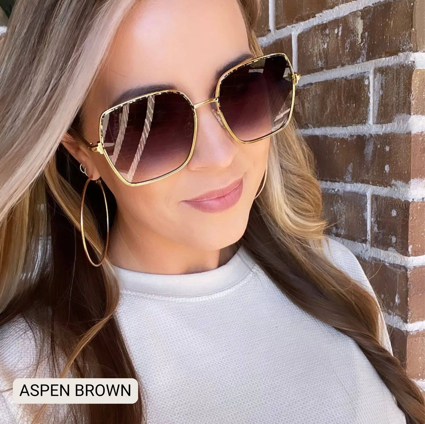 Aspen - Women's Oversized Square Frame Sunglasses: Brown Tx Dax