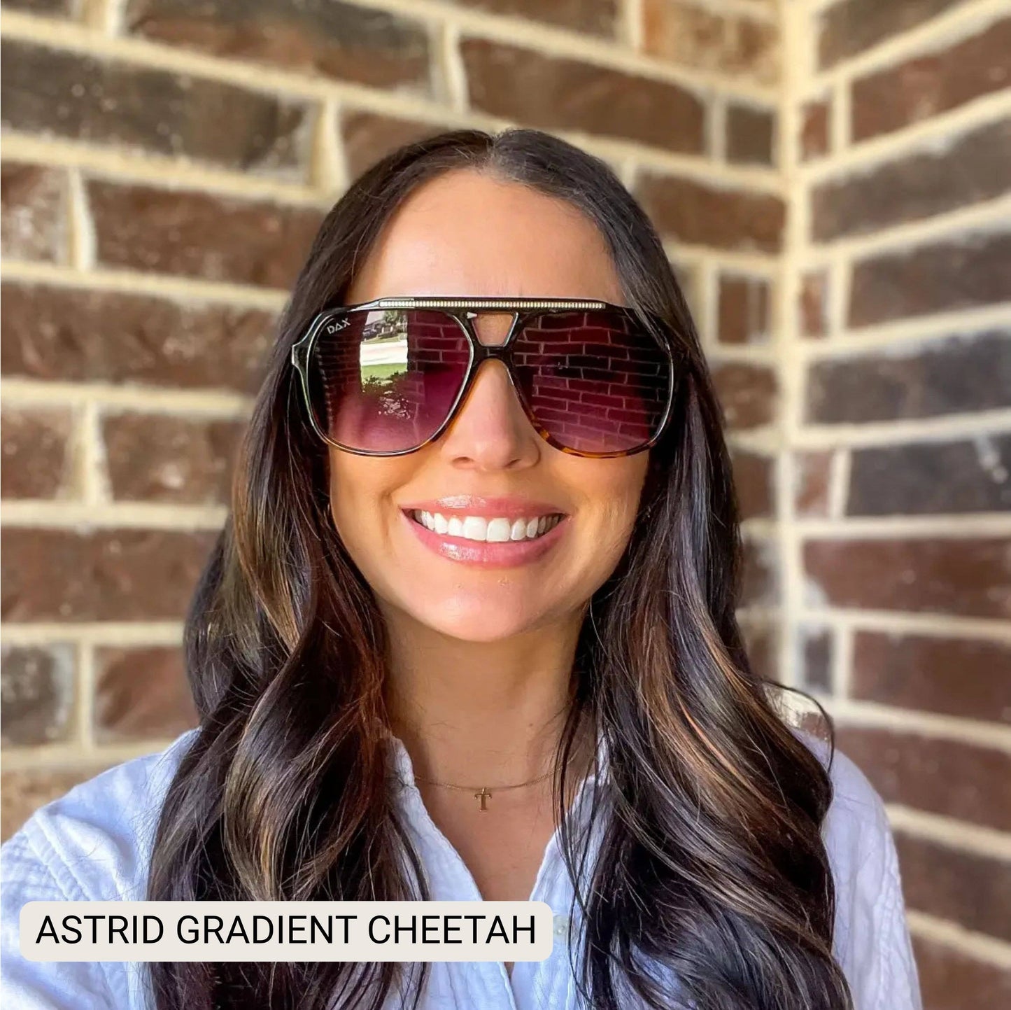 Astrid - Women's Oversized Aviator Sunglasses: Gradient Cheetah Tx Dax
