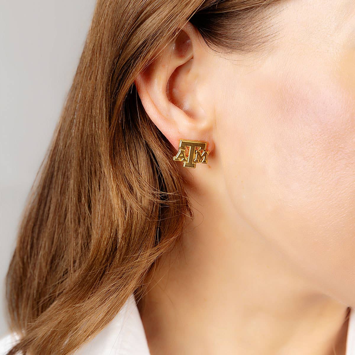 Texas A&M Aggies 24K Gold Plated Stud Earrings Canvas