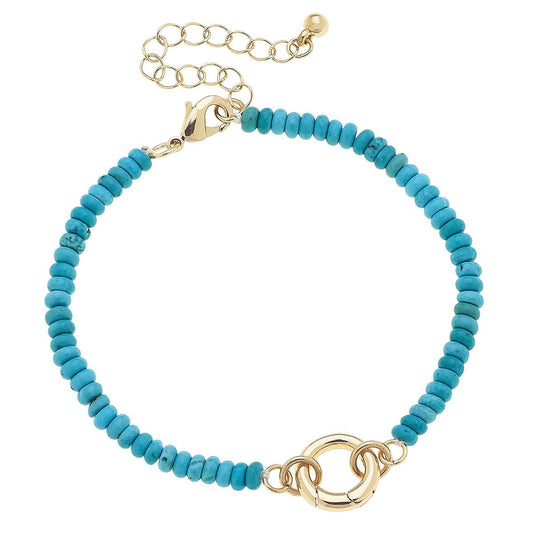 Lucy Gemstone Beaded Charm Bracelet Base in Turquoise Canvas
