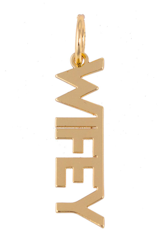 "WIFEY" Block Letter Charm in Shiny Gold Canvas
