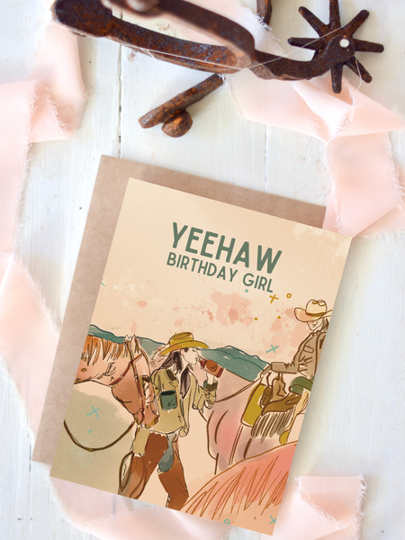 YeeHaw Birthday Girl Cowgirl Western Birthday Card Tirzah