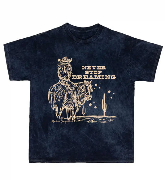 Never Stop Dreamin Tee: Navy Acid / Modern Cowgirl