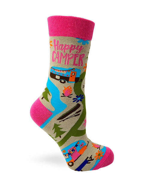 Happy Camper Women's Crew Socks- Fabdaz