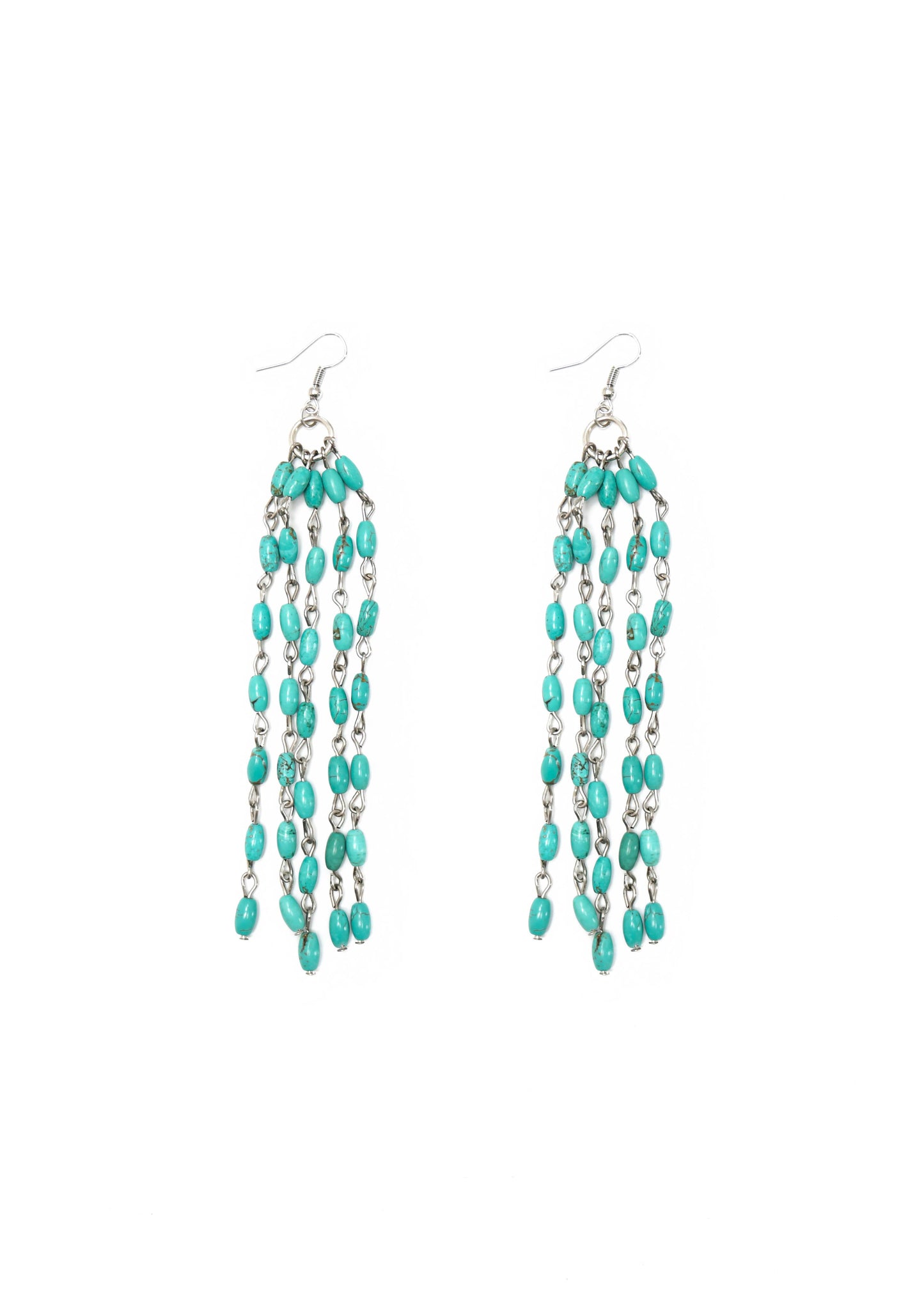 Green Beaded 5” Tassel Earring Westco