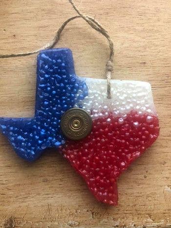 Texas Shotgun Shell Painted Feather Car Freshie