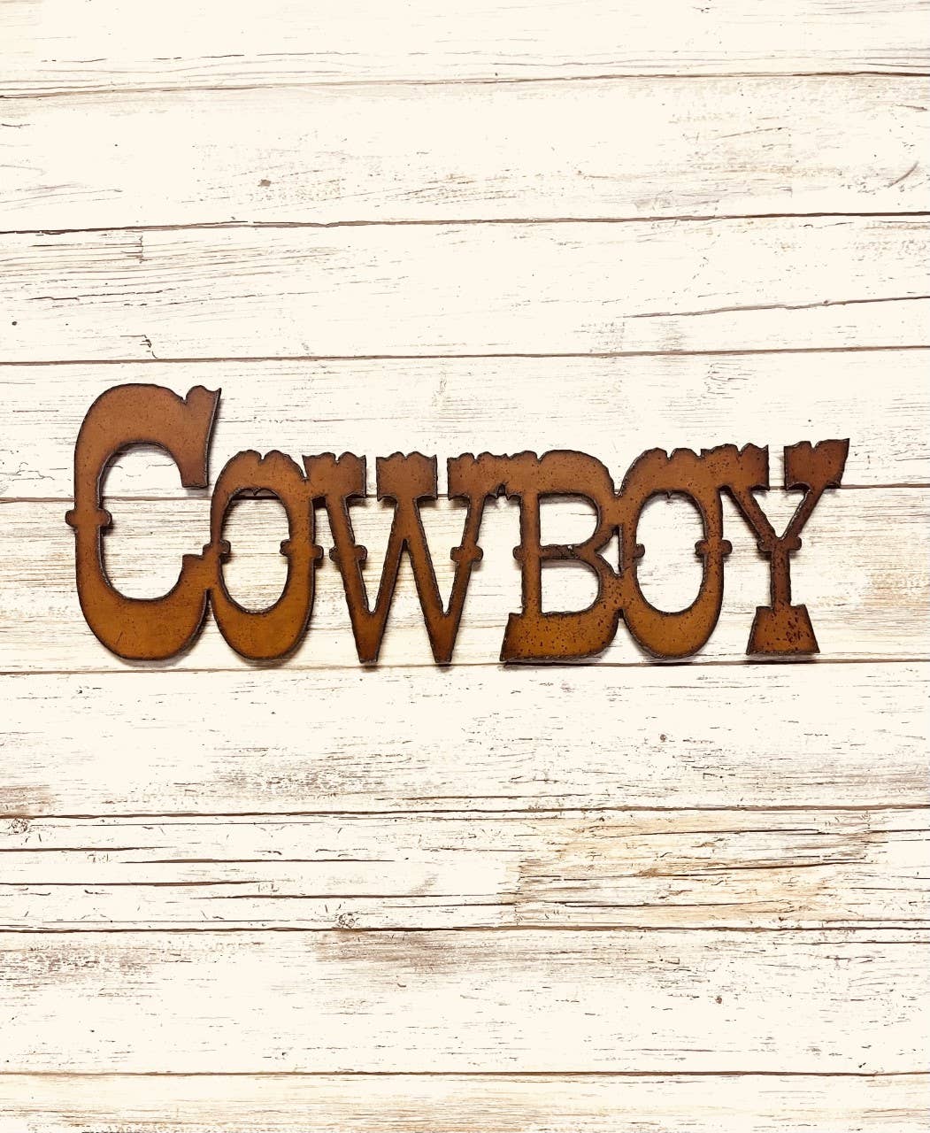 Cowboy Word Rustic Metal Western Sign Ironwork