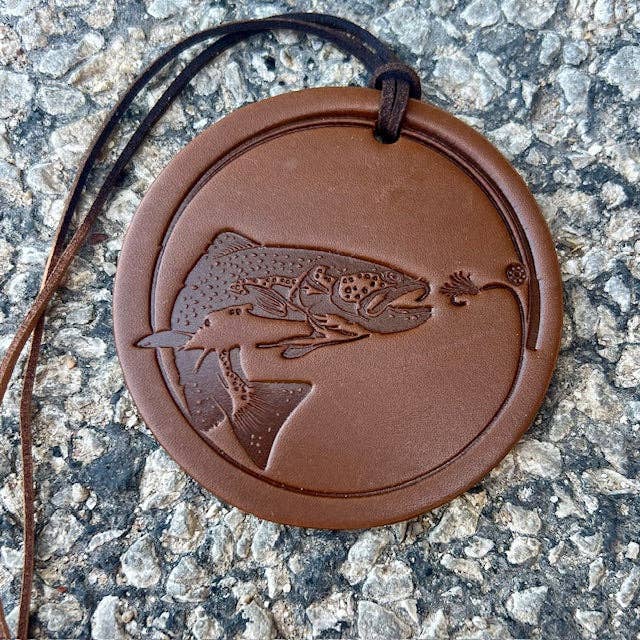 Leather Round Fish Vehicle Air Freshie :Cowboy Cologne Callahan