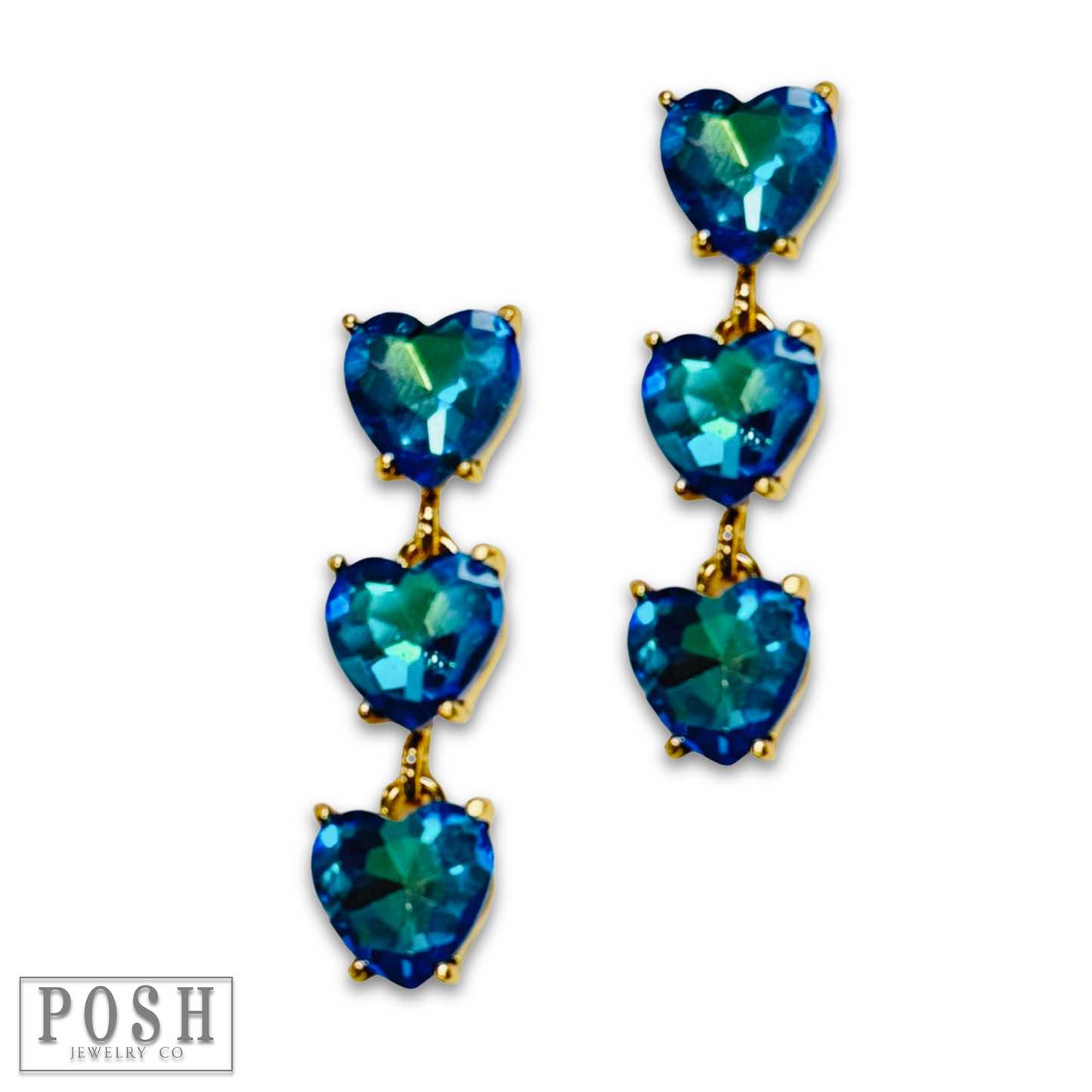 Triple heart rhinestone earring: Pink Iridescent PP