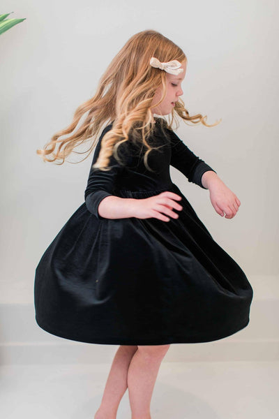 Black Velvet Twirl Dress: Mila and Rose