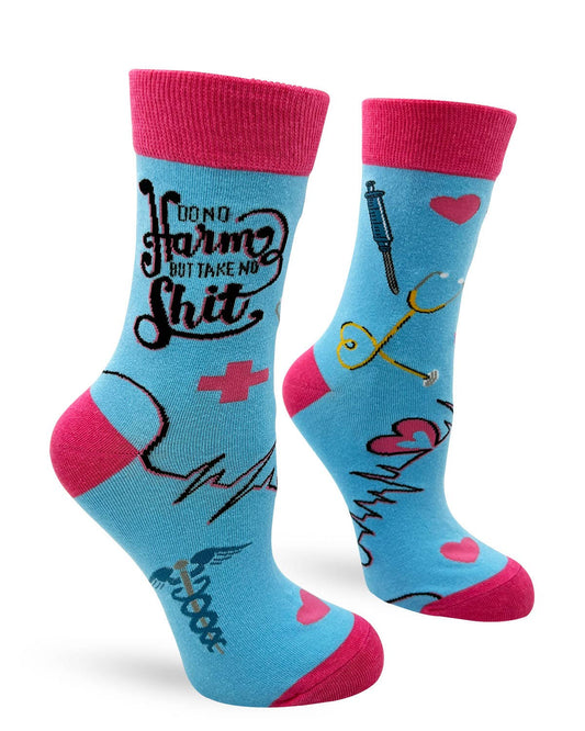 Do No Harm But Take No Shit Women's Crew Socks- Fabdaz