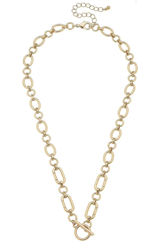 Sasha Toggle Front Charm Necklace Base in Shiny Gold Canvas