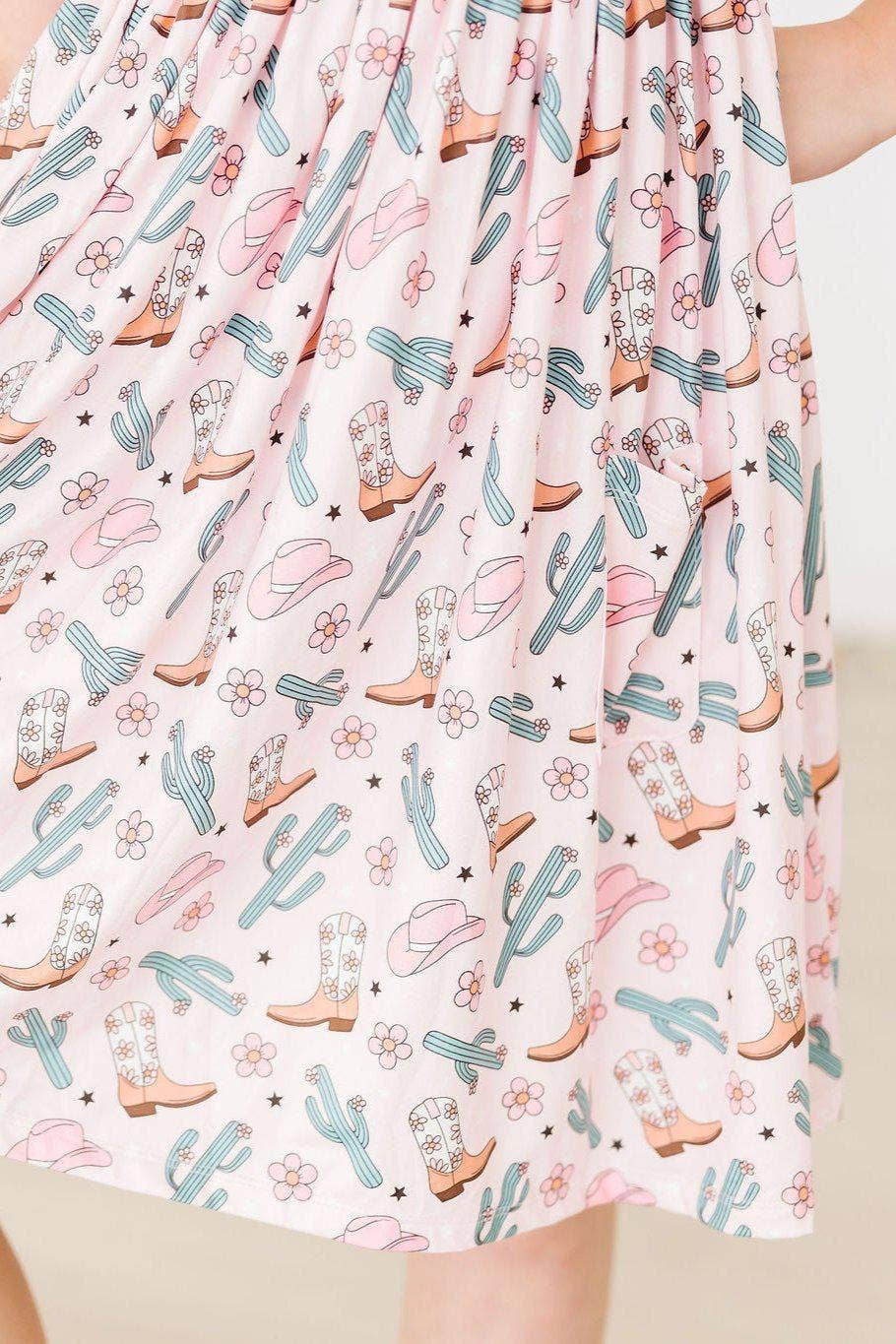 Cactus Cowgirl S/S Pocket Twirl Dress: Mila Tx/ Fl
