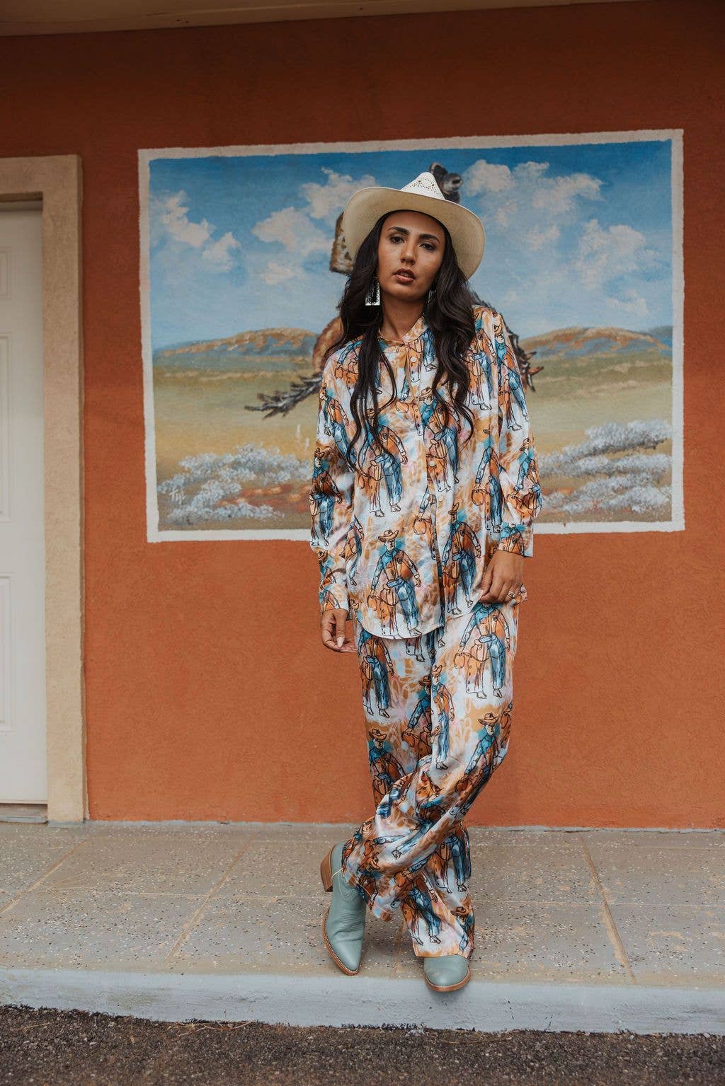 STANDING COWBOY Western Button Up TOP TH