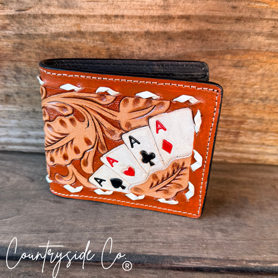 Gambler Leather Men's Wallet: Brown Countryside