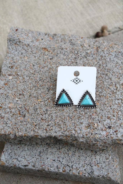 TURQUOISE TRIANGLE STUD EARRINGS