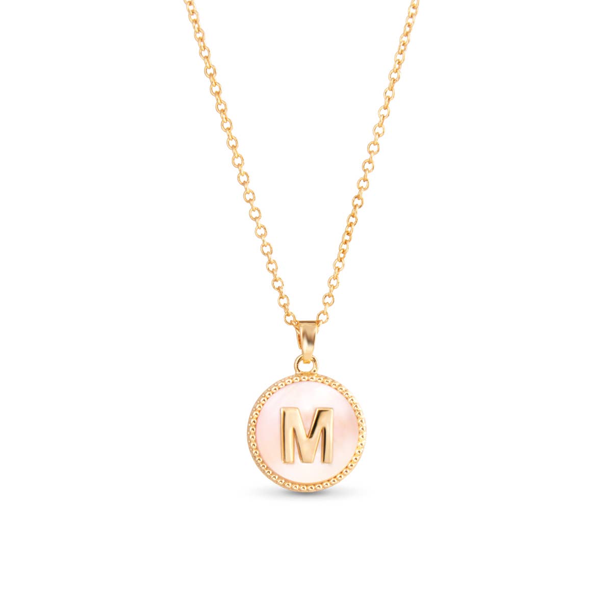 Gold Mother of Pearl Initial Necklaces |