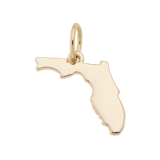 Florida Shaped State Charm in Shiny Gold canvas