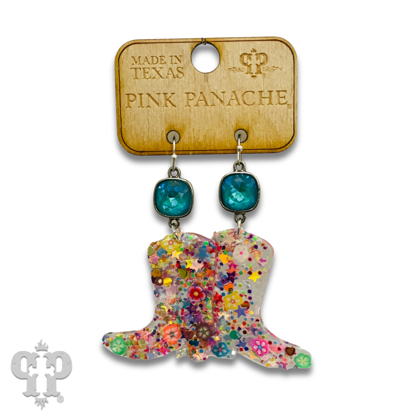 Acrylic earring with Austrian crystal - LC: Blue