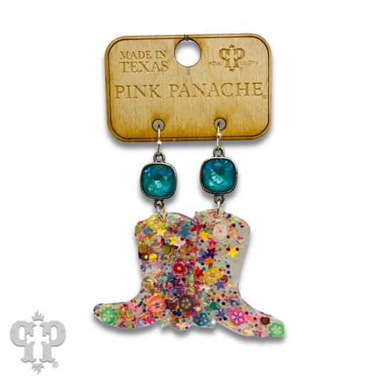 Acrylic earring with Austrian crystal - LC: Blue E268BLU15 PP