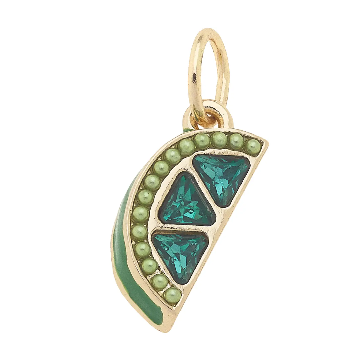 Pave Lime Wedge Charm in Green Canvas