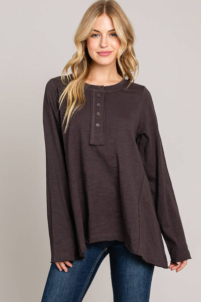 Everyday Fall/Winter Flowy Women's Top Cotton Bleu